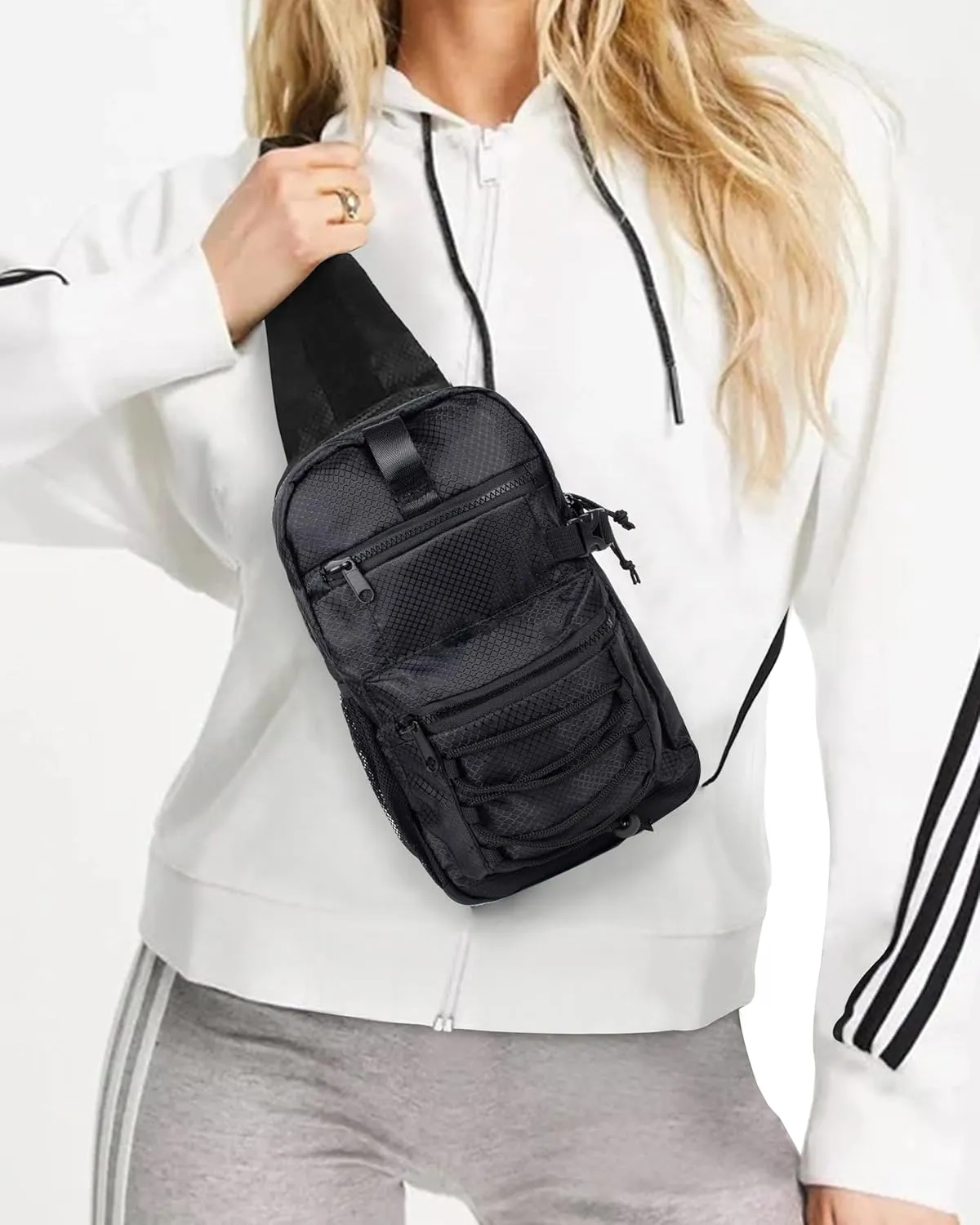 WESTEND Black Crossbody Sling Bag with Adjustable Strap for Traveling, Hiking, Daypack for Men and Women