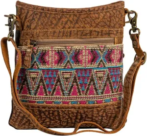 Western Leather Shoulder Bag for Women - Upcycled Canvas Crossbody Bag Colors of the Southwest