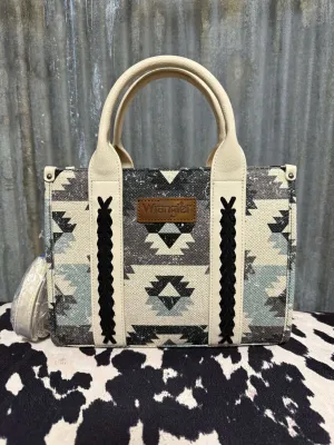 WHITE WRANGLER AZTEC CANVAS CROSSBODY TOTE