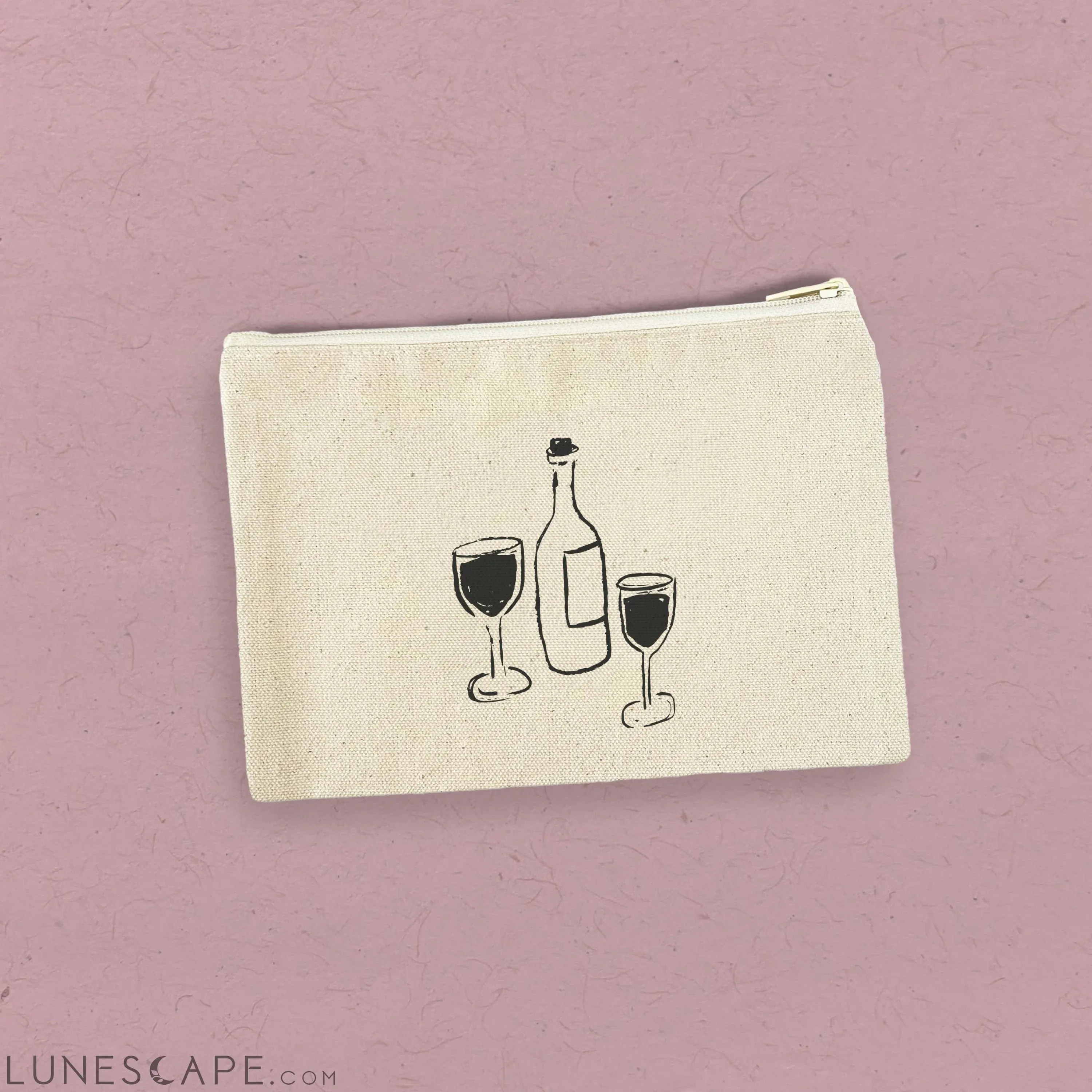Wine and Glasses - Canvas Zipper Pouch