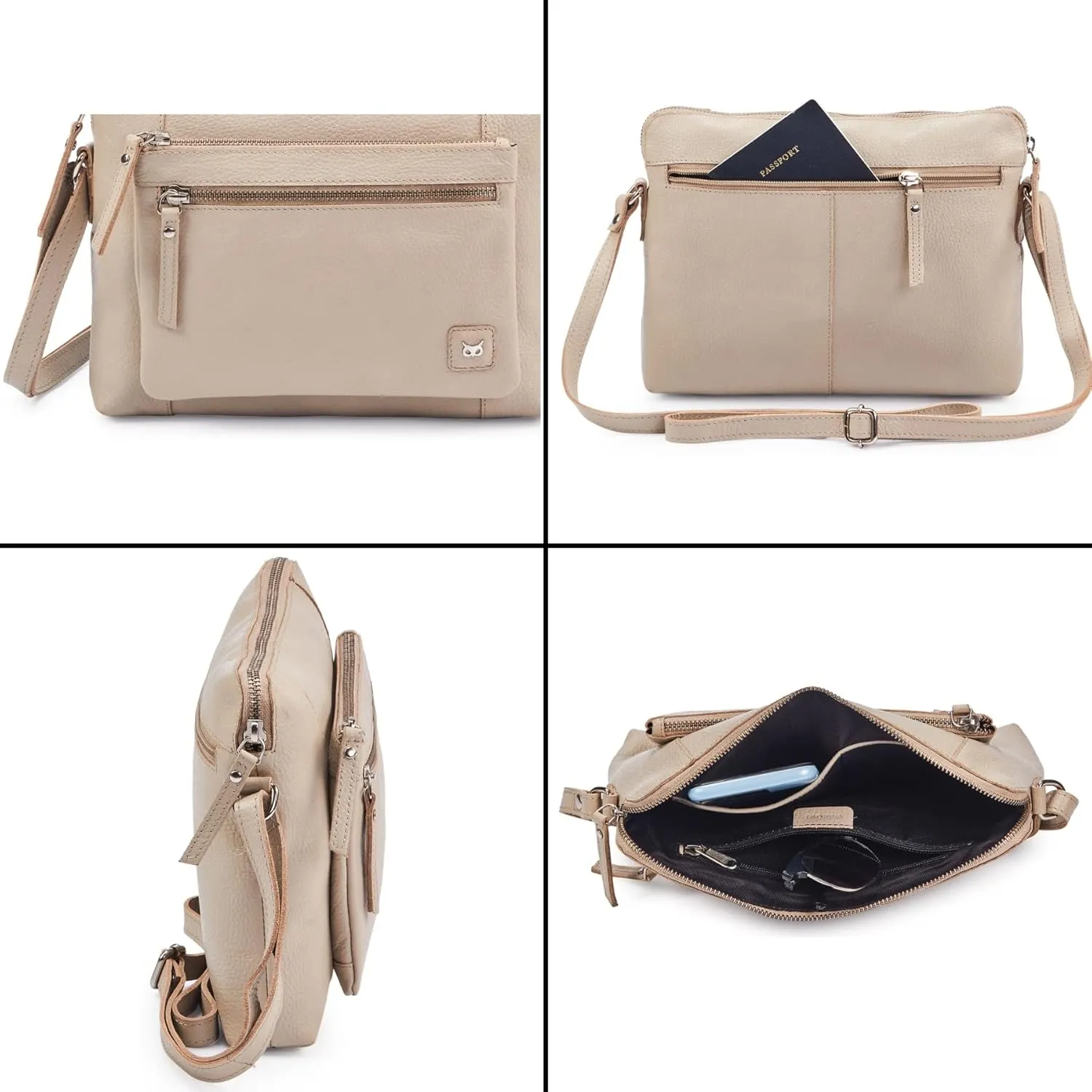 Wise Owl Accessories Small Soft Pebbled Real Leather Crossbody Handbags Purses Sling Crossover Shoulder Bag