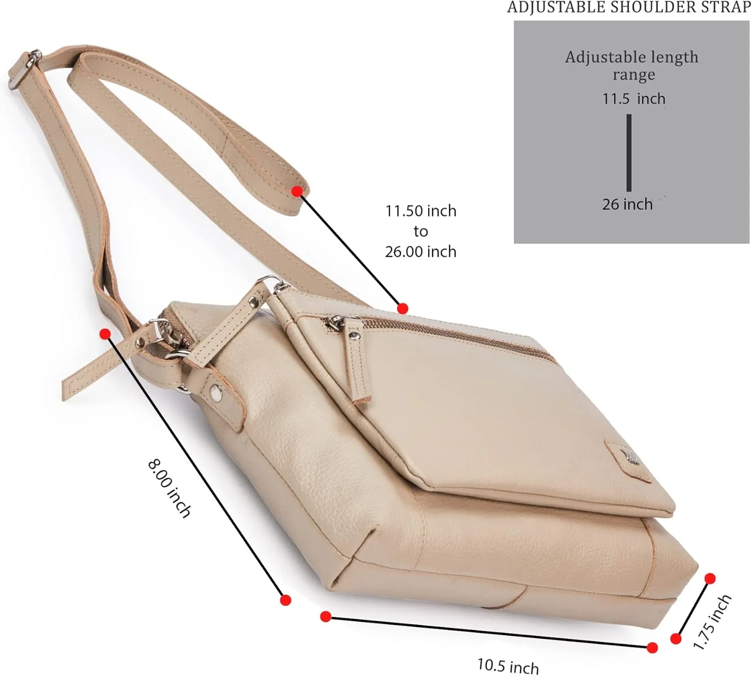 Wise Owl Accessories Small Soft Pebbled Real Leather Crossbody Handbags Purses Sling Crossover Shoulder Bag