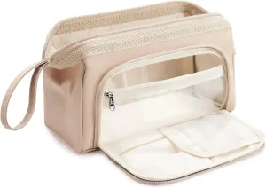 WLLWOO WLLWOO Large Portable Waterproof Toiletry Bag Travel Makeup Bag for Women Purse, Nylon Wide-open Cosmetic Bag Make Up Organizer For Toiletries Accessories Brushes