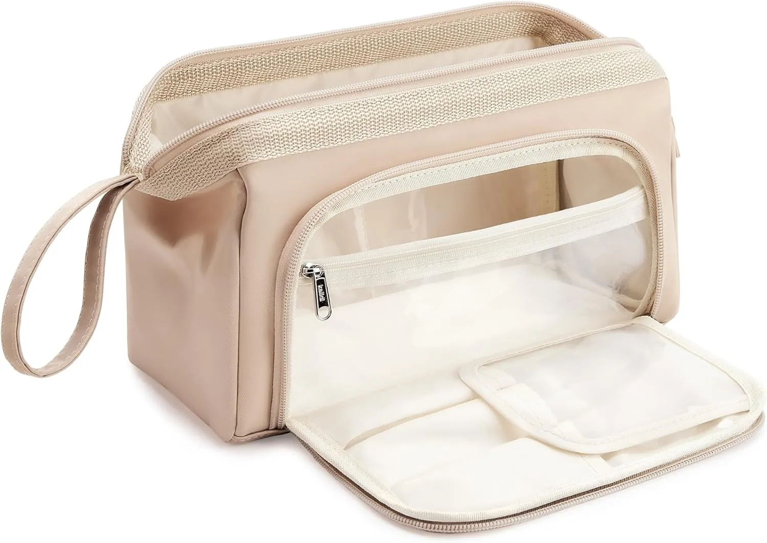 WLLWOO WLLWOO Large Portable Waterproof Toiletry Bag Travel Makeup Bag for Women Purse, Nylon Wide-open Cosmetic Bag Make Up Organizer For Toiletries Accessories Brushes