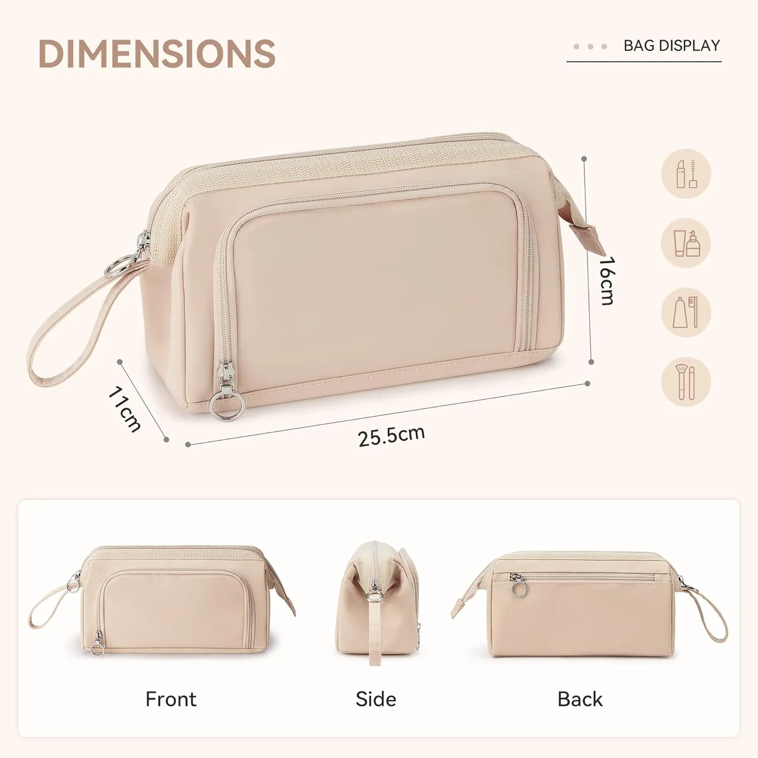 WLLWOO WLLWOO Large Portable Waterproof Toiletry Bag Travel Makeup Bag for Women Purse, Nylon Wide-open Cosmetic Bag Make Up Organizer For Toiletries Accessories Brushes