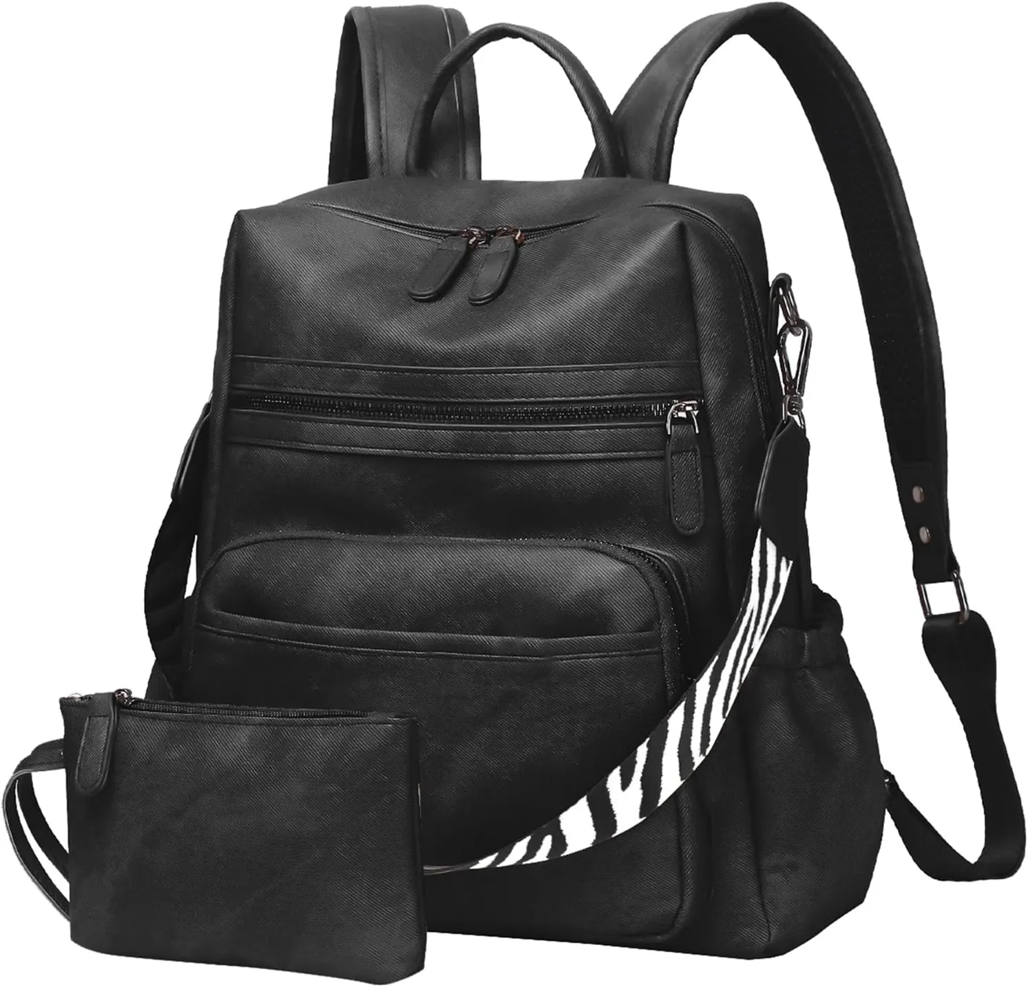 Women Backpack Purse Bag PU Leather Travel Backpack Purse for Women Ladies Shoulder Bags Satchel Handbag 2 Piece