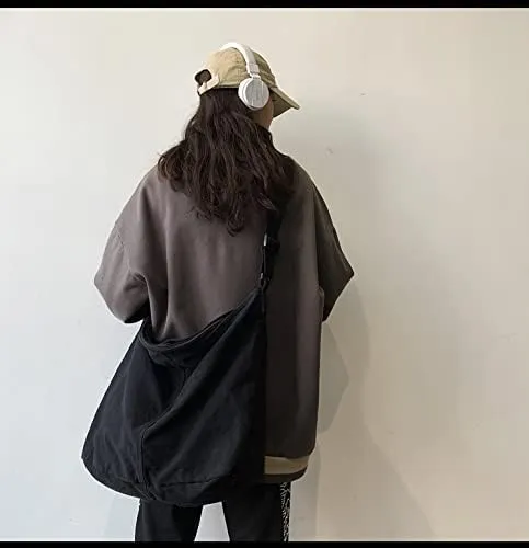 Women Casual Hobo Handbag Classiclote bag Female Vintage Canvas Crossbody Bag (black)