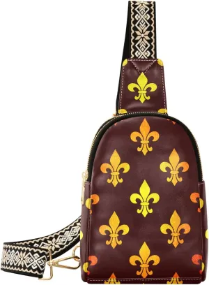 Women Crossbody Sling Backpack Fleur-de-lis-mardi-gras Girl Chest Bag Daypack for Hiking Traveling