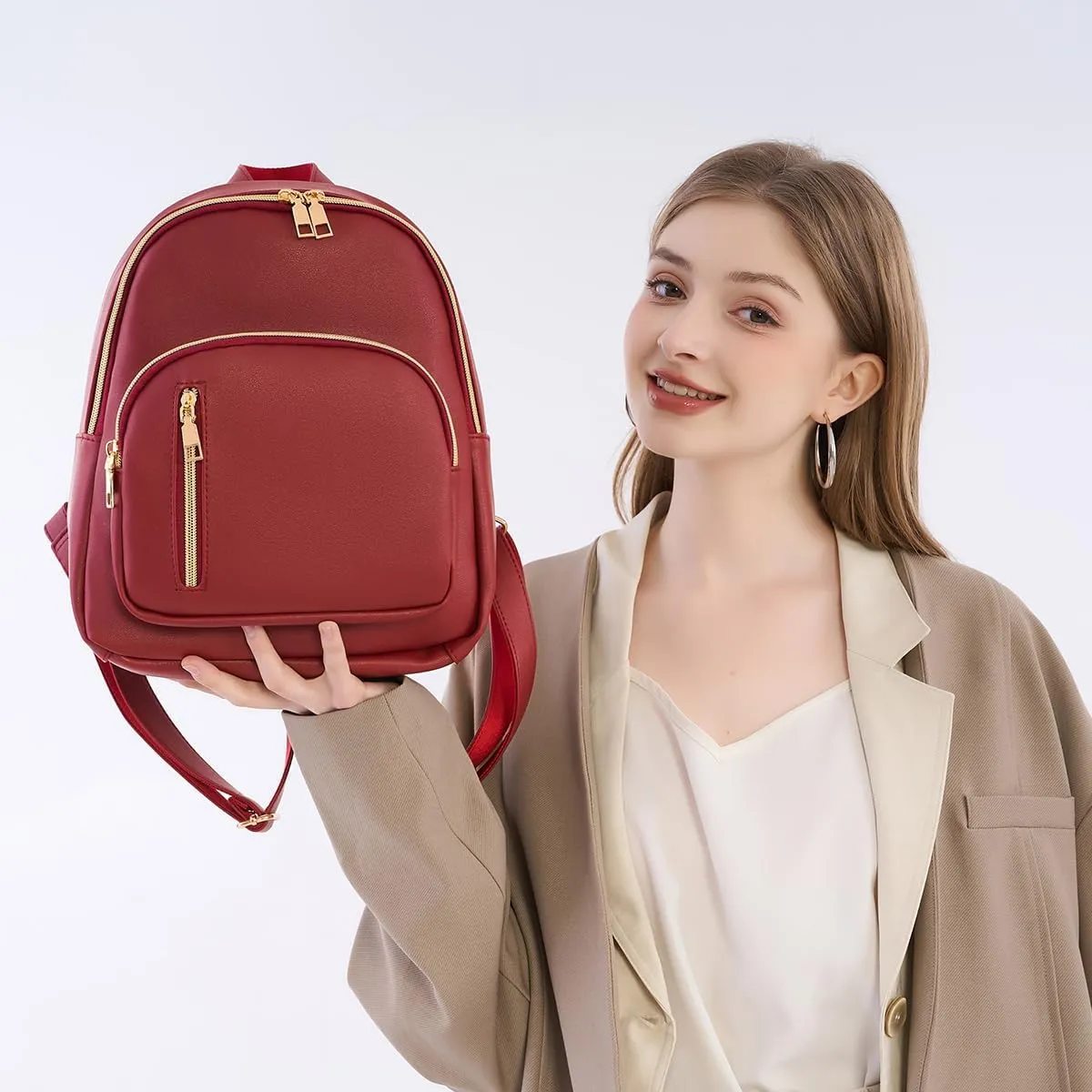 Women Mini Backpack Purse PU Leather Anti-theft Backpack Ladies Fashion Casual Travel Daypack Rucksack