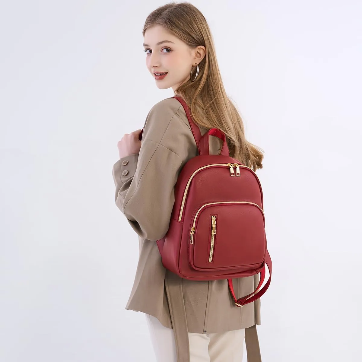 Women Mini Backpack Purse PU Leather Anti-theft Backpack Ladies Fashion Casual Travel Daypack Rucksack