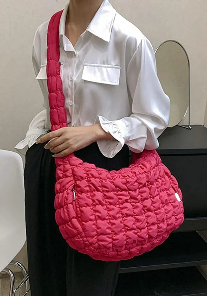 Women Quilted Tote Bag Large Capacity Crossbody Puffer Lightweight Padding Shoulder Bag Hobo Satchel Handbag Zip Purse