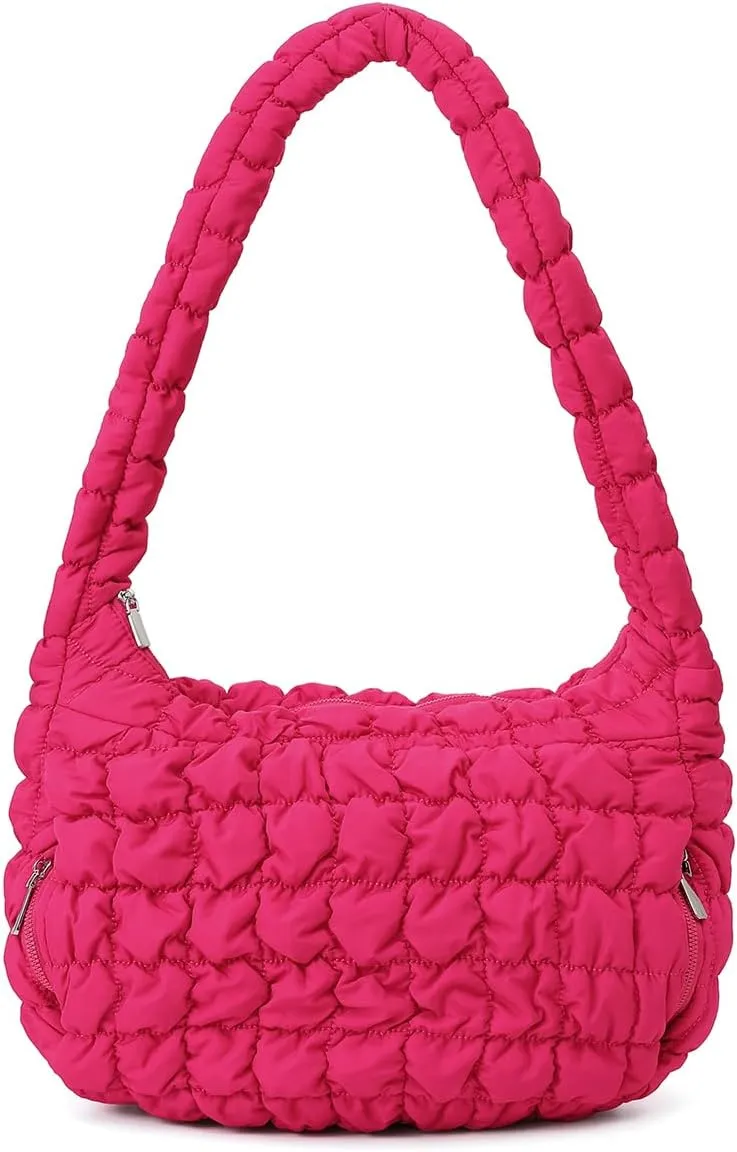 Women Quilted Tote Bag Large Capacity Crossbody Puffer Lightweight Padding Shoulder Bag Hobo Satchel Handbag Zip Purse