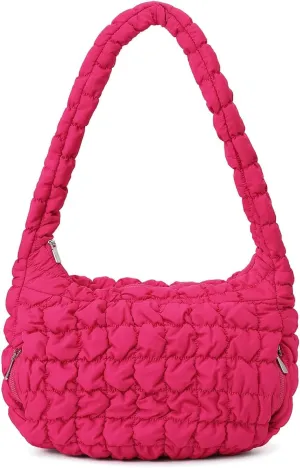 Women Quilted Tote Bag Large Capacity Crossbody Puffer Lightweight Padding Shoulder Bag Hobo Satchel Handbag Zip Purse