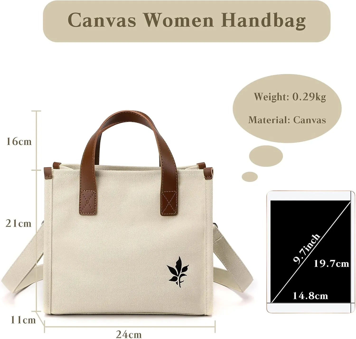 Women Shoulder Bag Canvas Handbag Crossbody Bag Multifunctional Top Handle Bag Casual