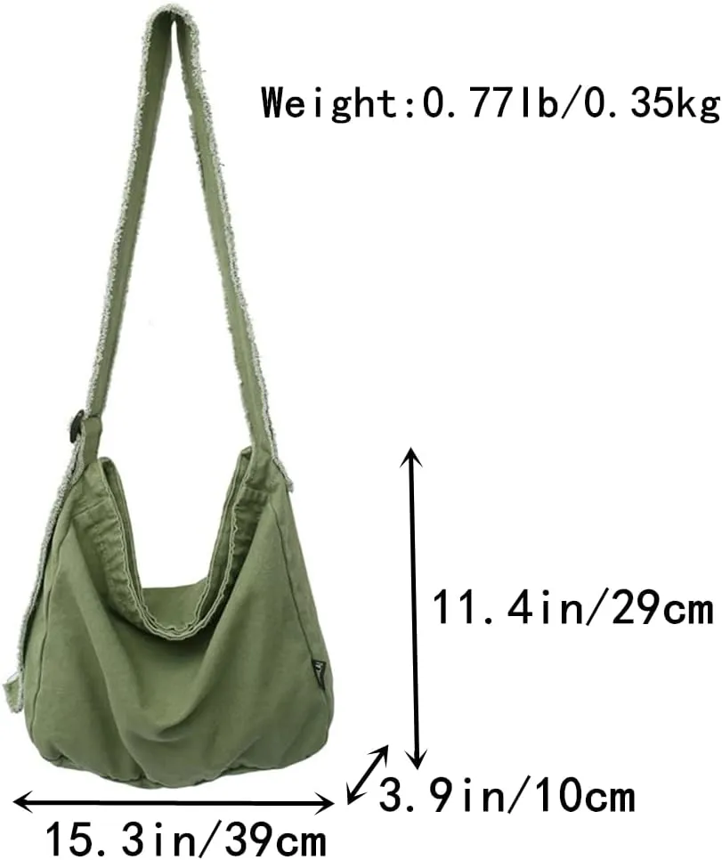 Women's Canvas Bag Crossbody Bag Casual Hobo Bag Large Shoulder Bag Shopping Bag Unisex