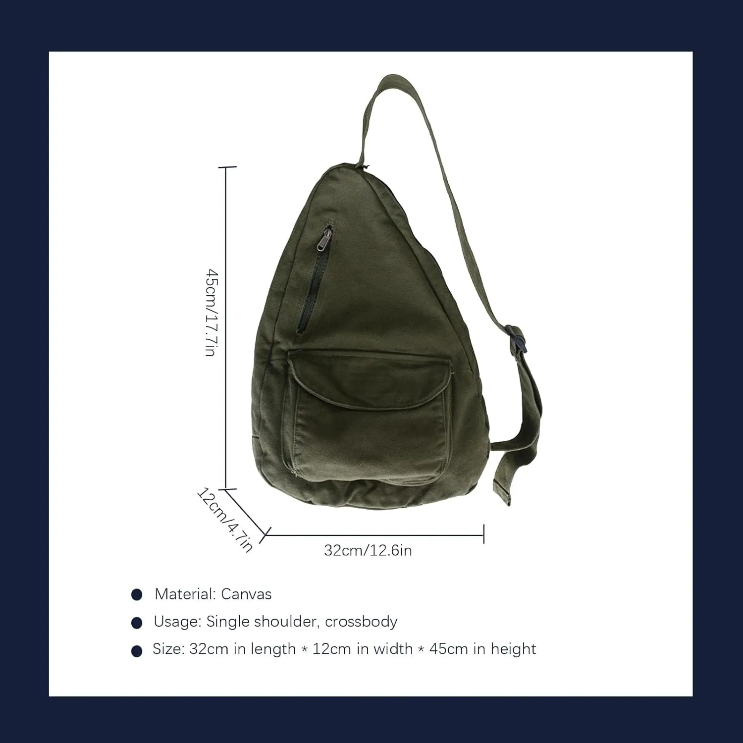 Women's Canvas Crossbody Bag Vintage Wash Zipper Shoulder Bag Men's and Women's Casual Crossbody Bag