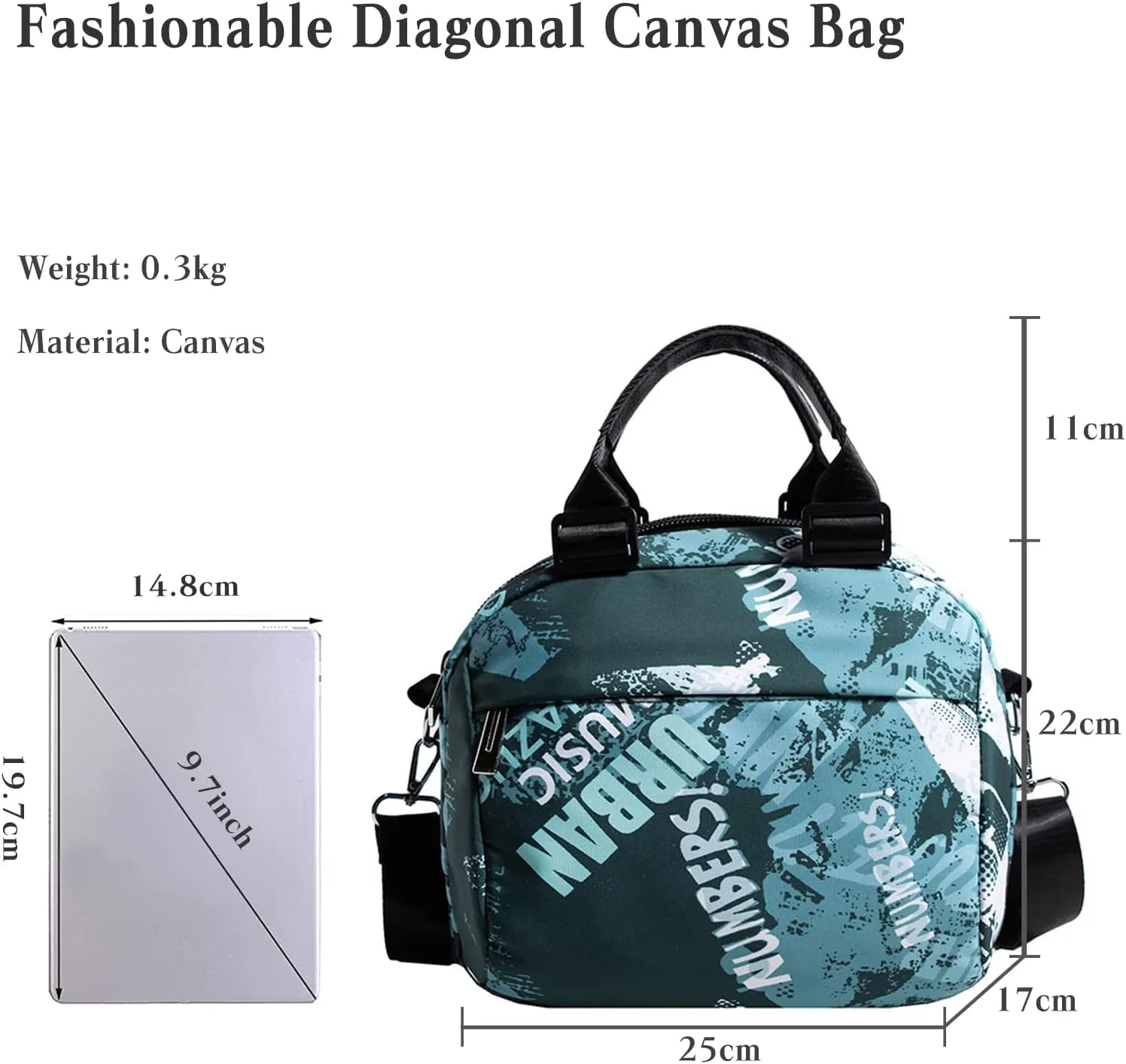Women's Canvas Shoulder Bag - Multi Pockets Crossbody Top Handle Hobo Tote Messenger Bag