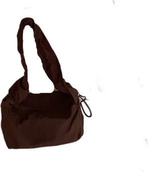 Women's Canvas Shoulder Bag Single Shoulder Ruched Drawstring Canvas Tote Fresh Literary Style Crossbody Handbag (White)