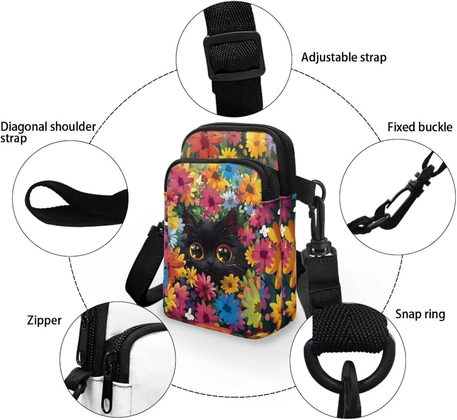 Women's Double Layer Shoulder Bag with Adjustable Strap Multi Zipper Pocket Crossbody Purse Satchel Clutch Handbag