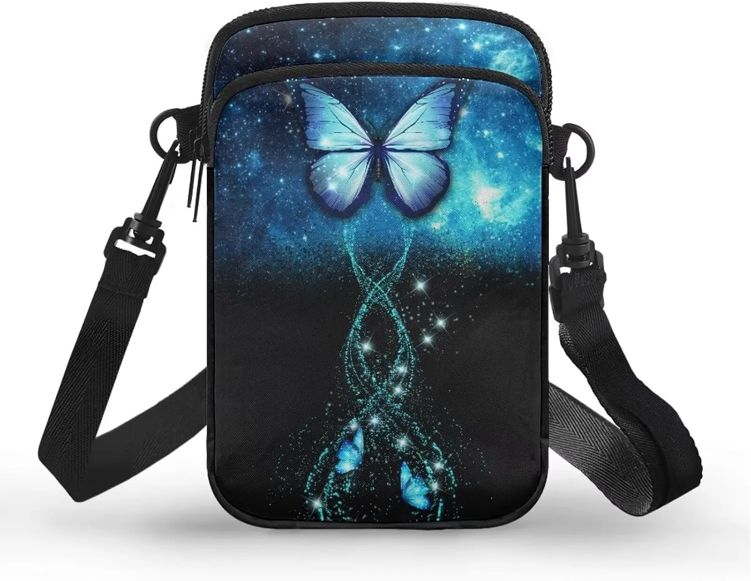 Women's Double Layer Shoulder Bag with Adjustable Strap Multi Zipper Pocket Crossbody Purse Satchel Clutch Handbag