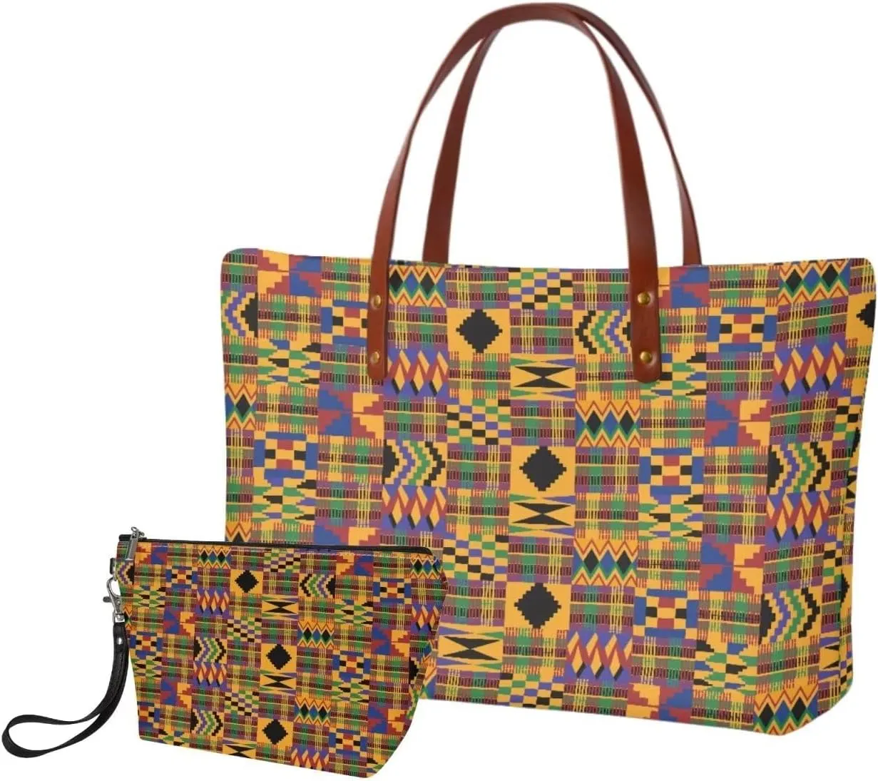 Womens Handbag with Matching Wallet, 2PCS Tote Bag Top Handle Purse Hobo Bag