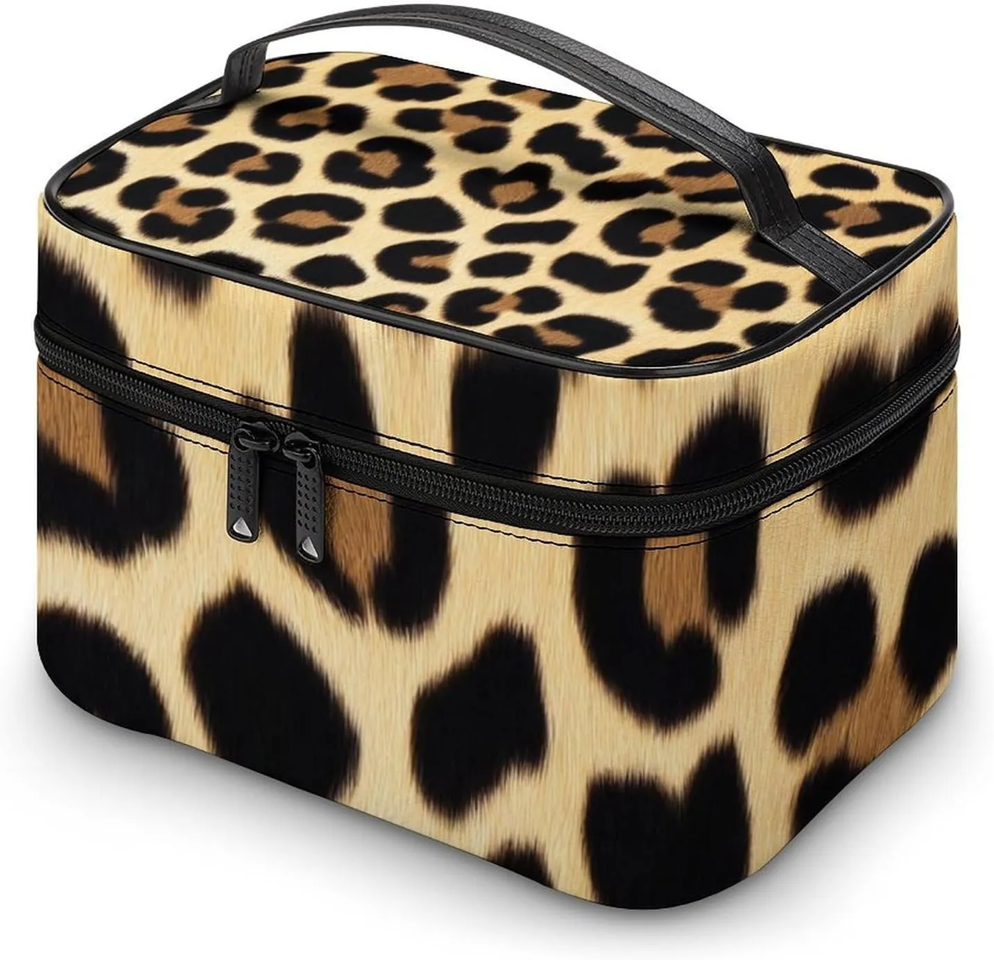 Women's Large Makeup Bag, Portable Cosmetic Brush Bags Wild Animal Cheetah Leopard Print Makeup Organizer Case Travel Toiletry Accessories