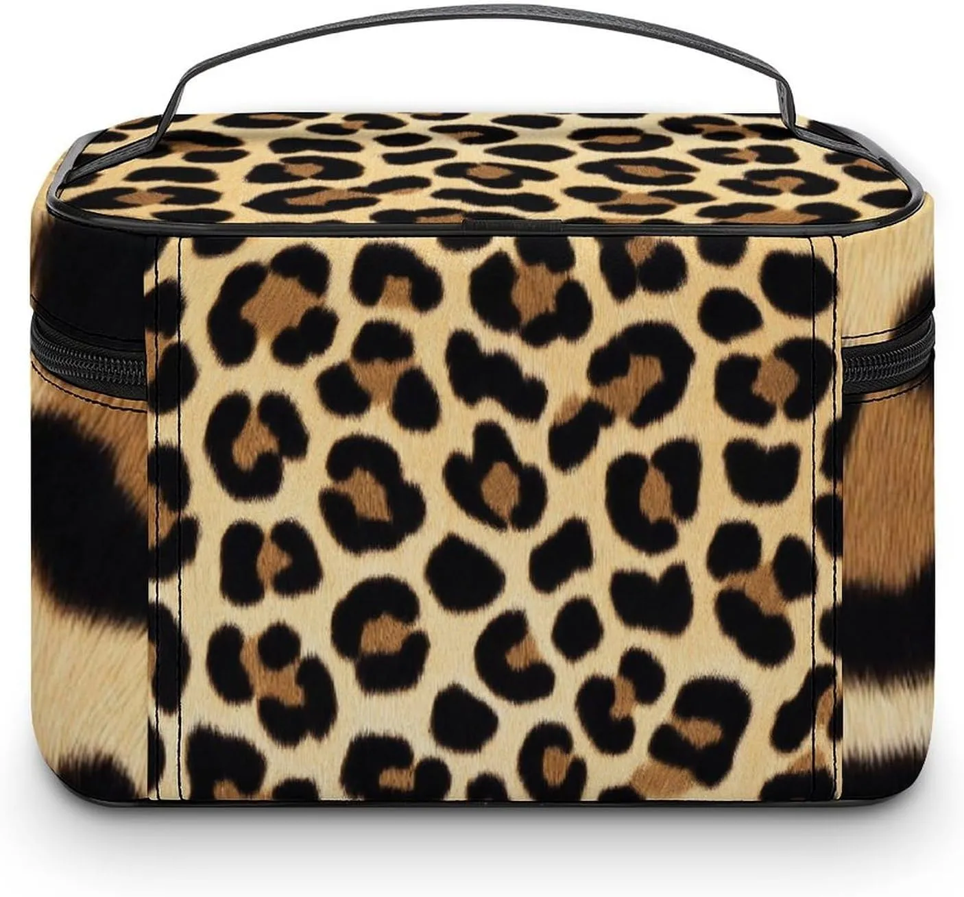Women's Large Makeup Bag, Portable Cosmetic Brush Bags Wild Animal Cheetah Leopard Print Makeup Organizer Case Travel Toiletry Accessories