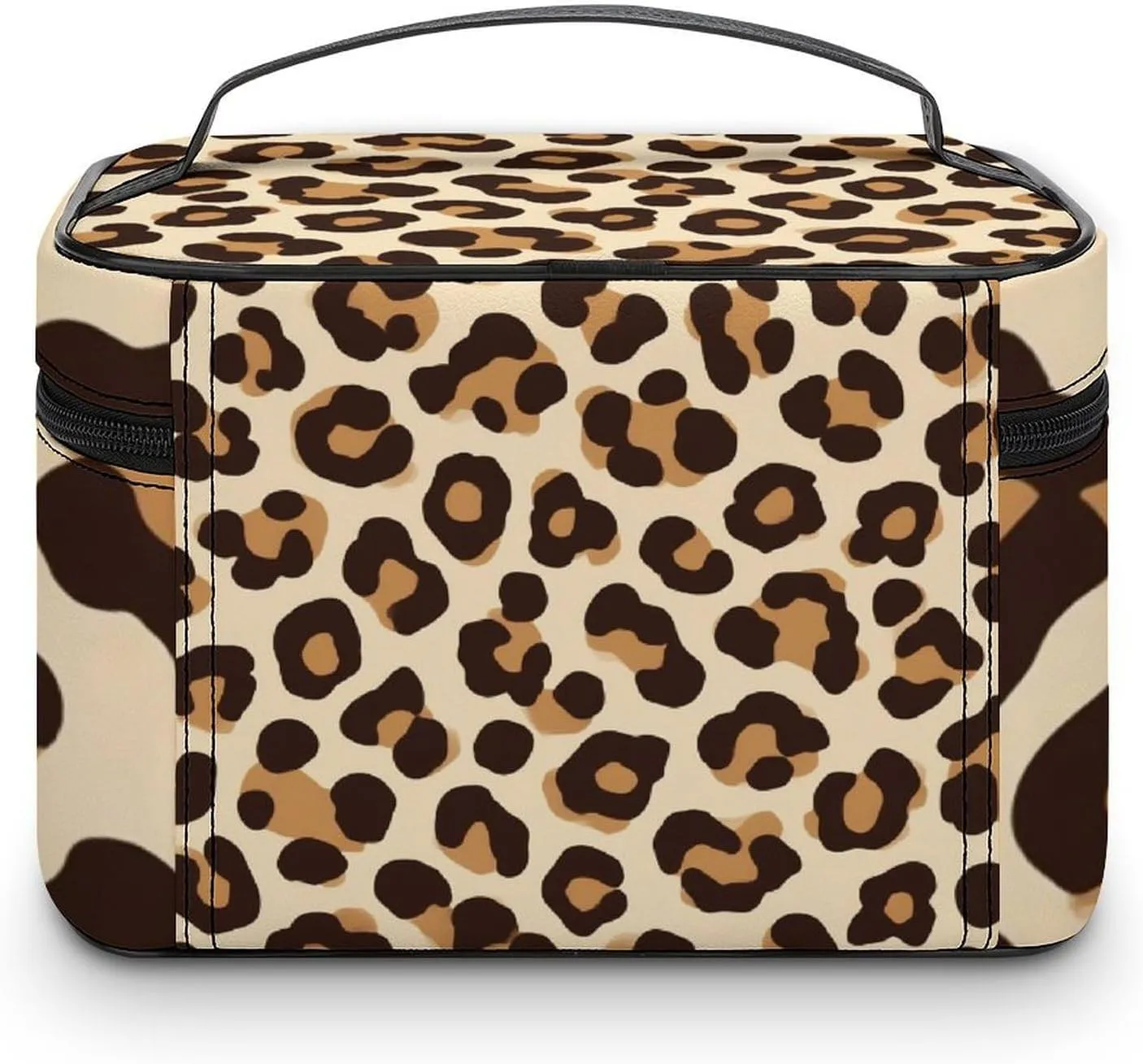 Women's Portable Makeup Bag, Travel Large Cosmetic Storage Case Cool Cheetah Leopard Print Toiletry Organizer Bag with Zipper Pouch