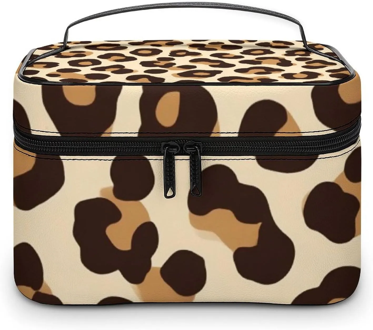 Women's Portable Makeup Bag, Travel Large Cosmetic Storage Case Cool Cheetah Leopard Print Toiletry Organizer Bag with Zipper Pouch