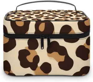 Women's Portable Makeup Bag, Travel Large Cosmetic Storage Case Cool Cheetah Leopard Print Toiletry Organizer Bag with Zipper Pouch