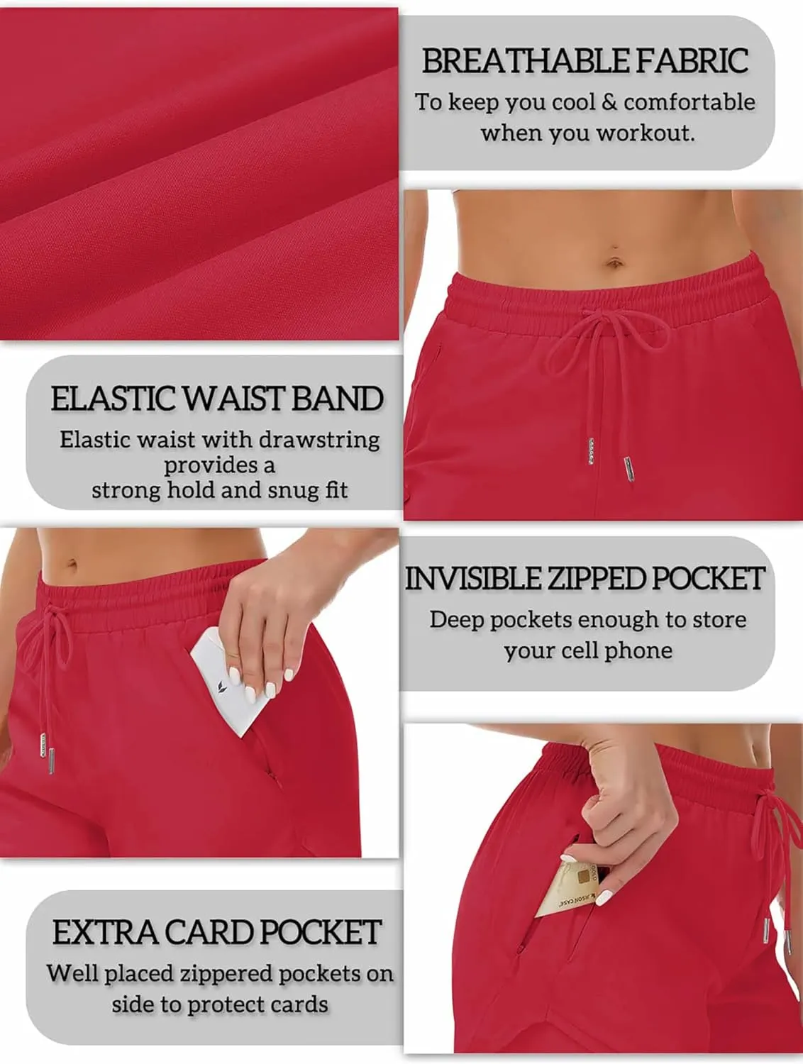 Women's Running Shorts with Liner 3 Zipper Pockets Elastic Workout Athletic Gym Yoga Shorts