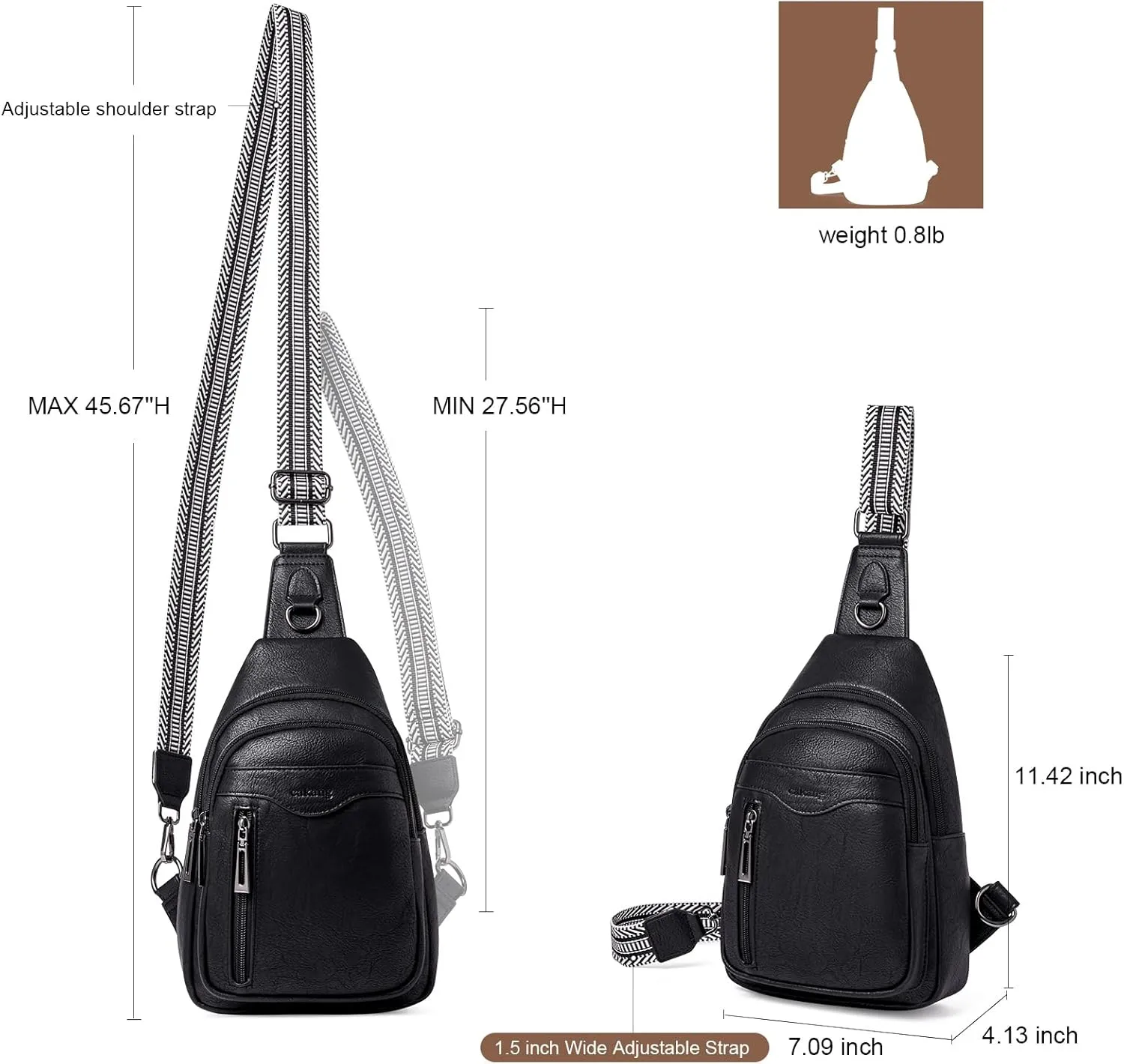 Womens Sling Bag Crossbody Bags for Women Vegan Leather Sling Backpack Daypack Fanny Pack Crossbody Purse Travel