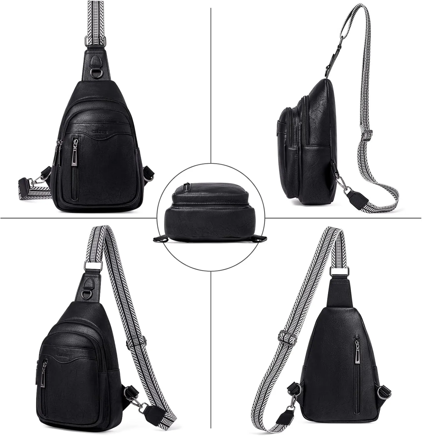 Womens Sling Bag Crossbody Bags for Women Vegan Leather Sling Backpack Daypack Fanny Pack Crossbody Purse Travel