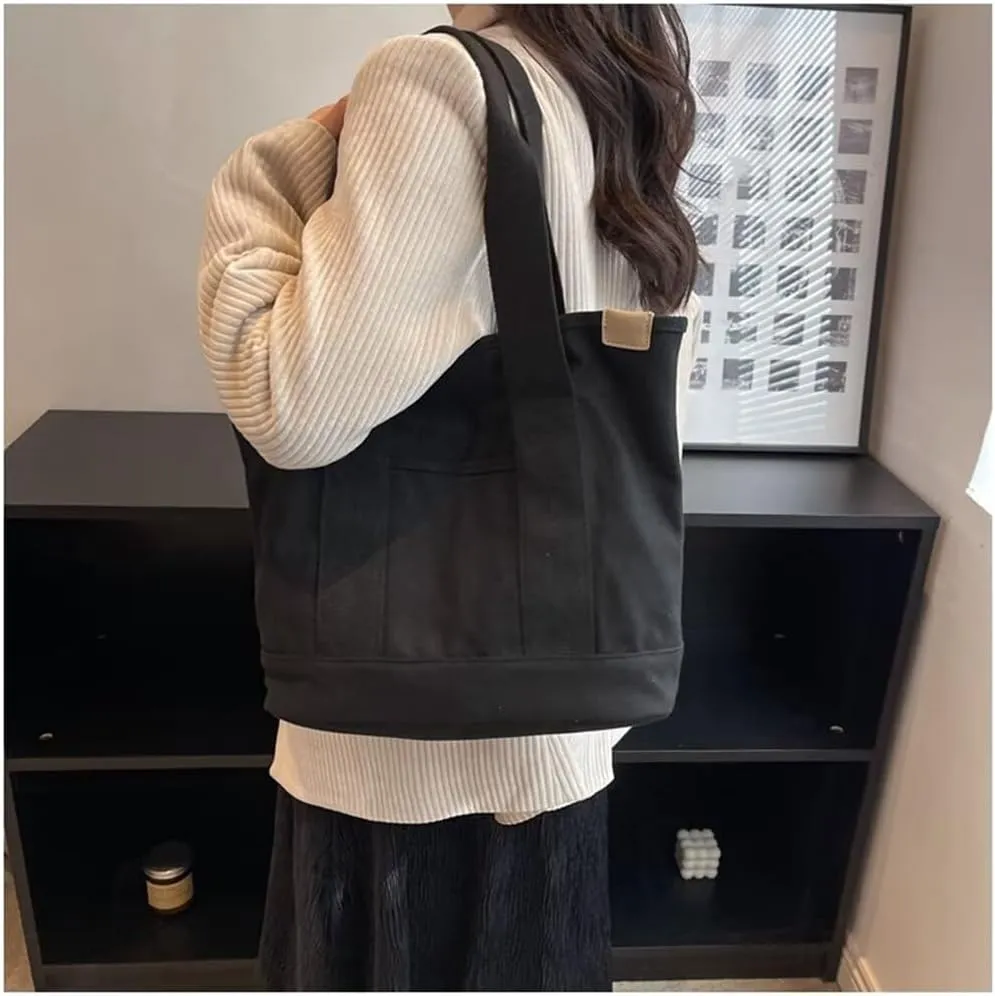 Women's Tote Purse Canvas Crossbody Bag Multi-pocket Shoulder Bag Heavy Duty Stored Bag Top Handle Hobo Handbags Satchel