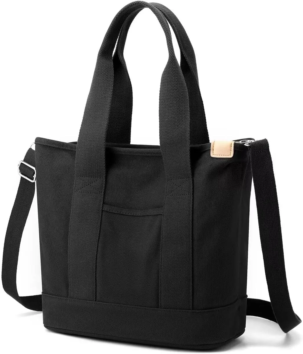 Women's Tote Purse Canvas Crossbody Bag Multi-pocket Shoulder Bag Heavy Duty Stored Bag Top Handle Hobo Handbags Satchel