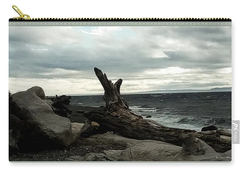 wood  Pouch Burnt Clean-lined Zip - International shipping