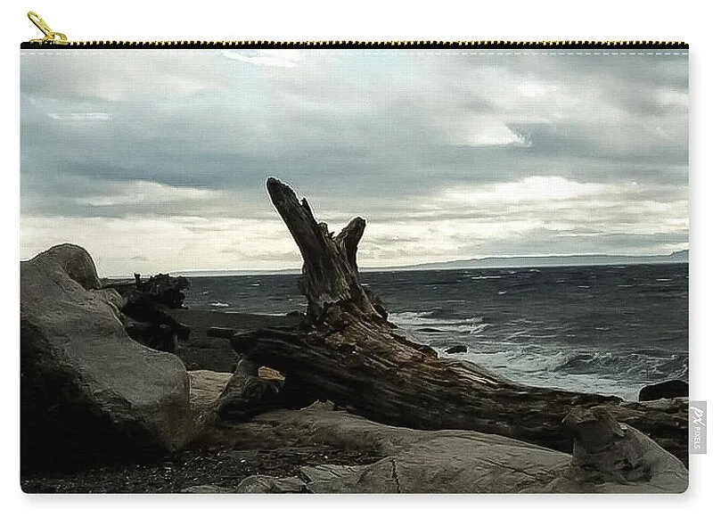 wood  Pouch Burnt Clean-lined Zip - International shipping