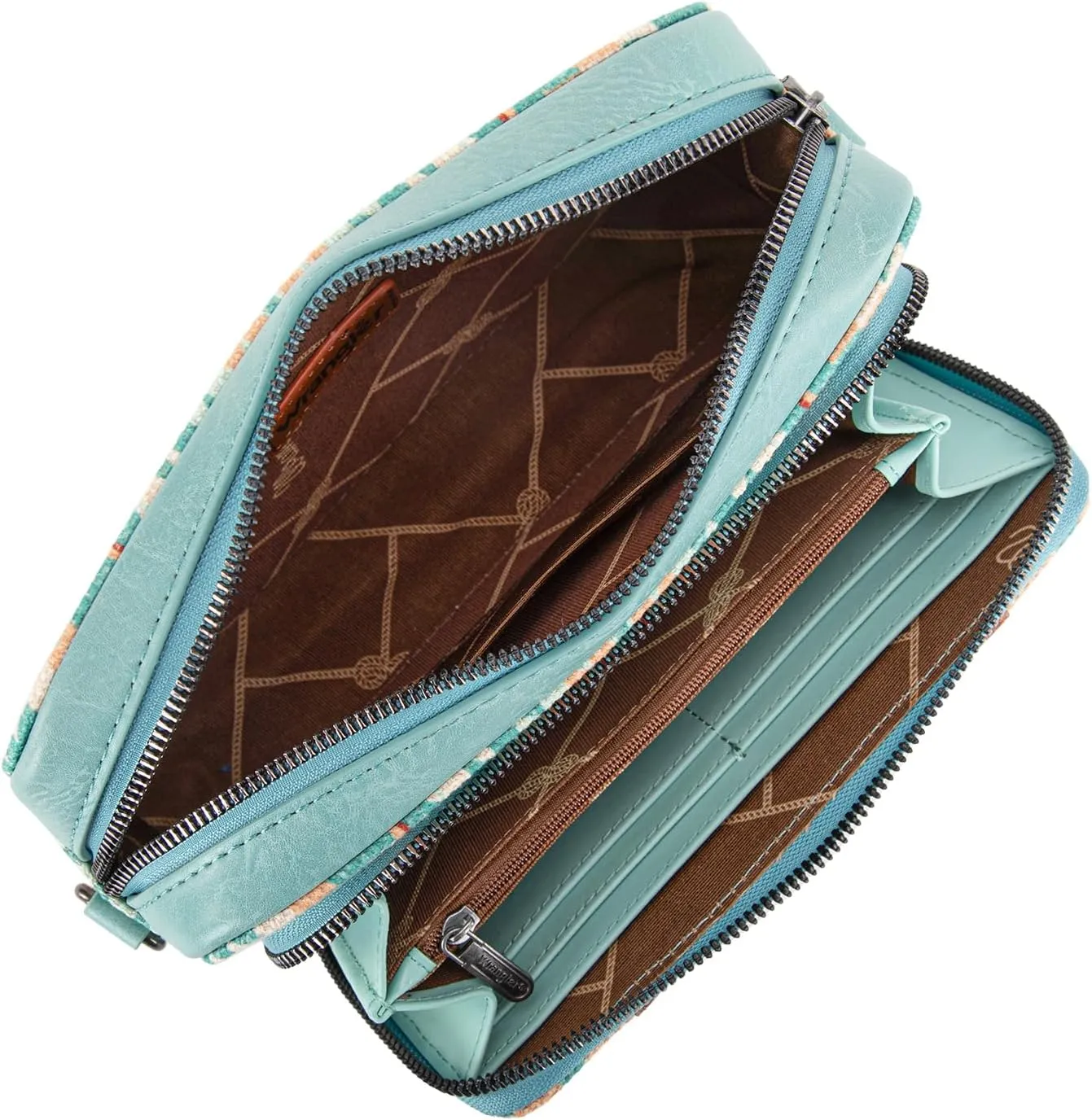 Wrangler Crossbody Bag for Women Boho Aztec Small Multi Pocket Crossover Purse
