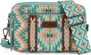 Wrangler Crossbody Bag for Women Boho Aztec Small Multi Pocket Crossover Purse