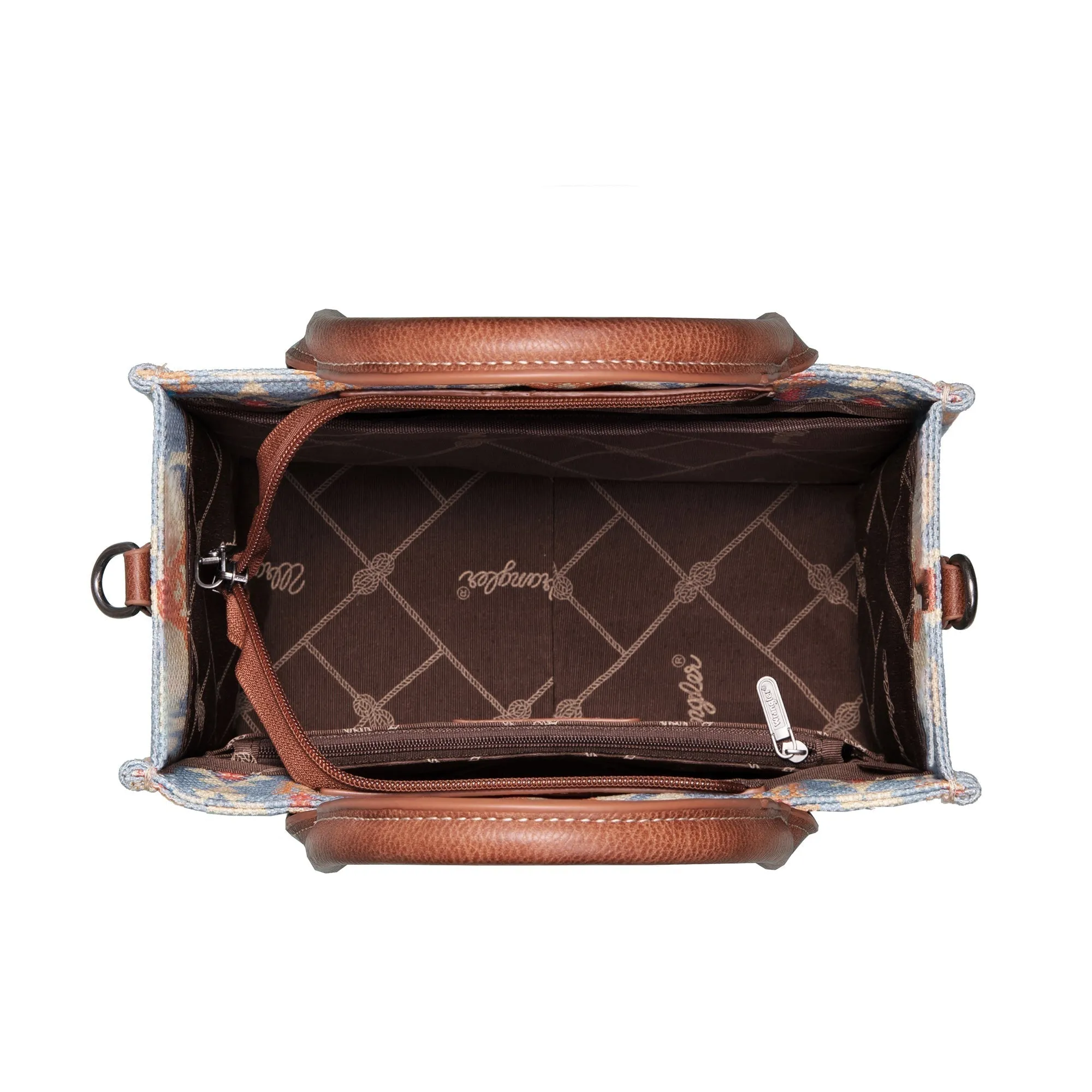 Wrangler Southwestern  Print Small Canvas Tote/Crossbody - Coffee