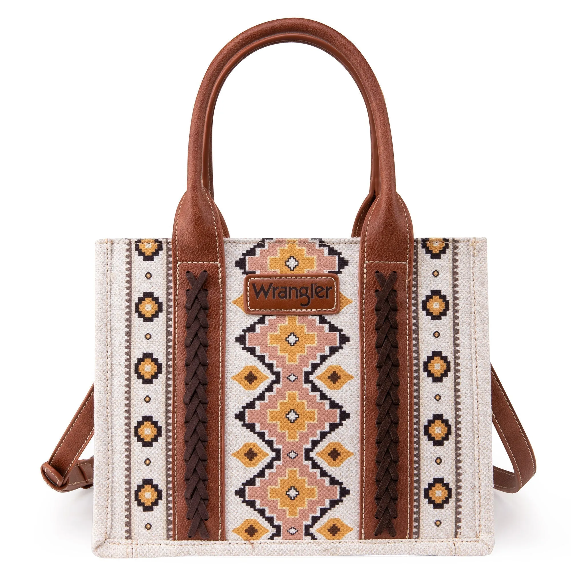 Wrangler Southwestern  Print Small Canvas Tote/Crossbody - Coffee