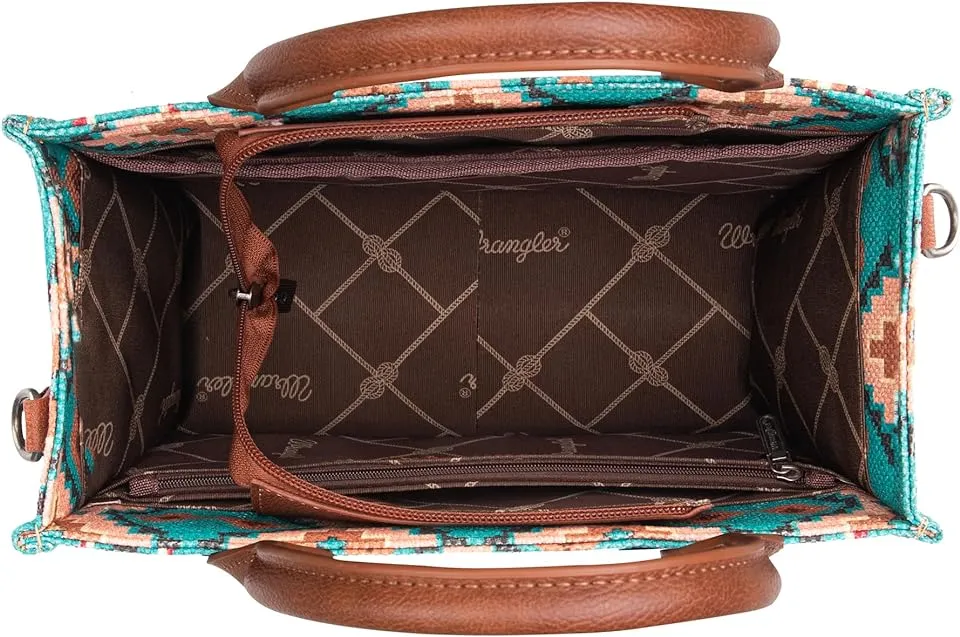 Wrangler Turquoise Southwestern Print Small Canvas Tote/Crossbody WG2203-8120STQ