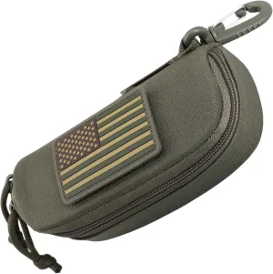 WYNEX Tactical Molle Glasses Pouch, Shockproof Eyeglasses Case Hard Shell, Sunglasses Case with Clip and Zipper, Protective Box with Flag Patch, for Most Glasses, Sunglasses, Goggles