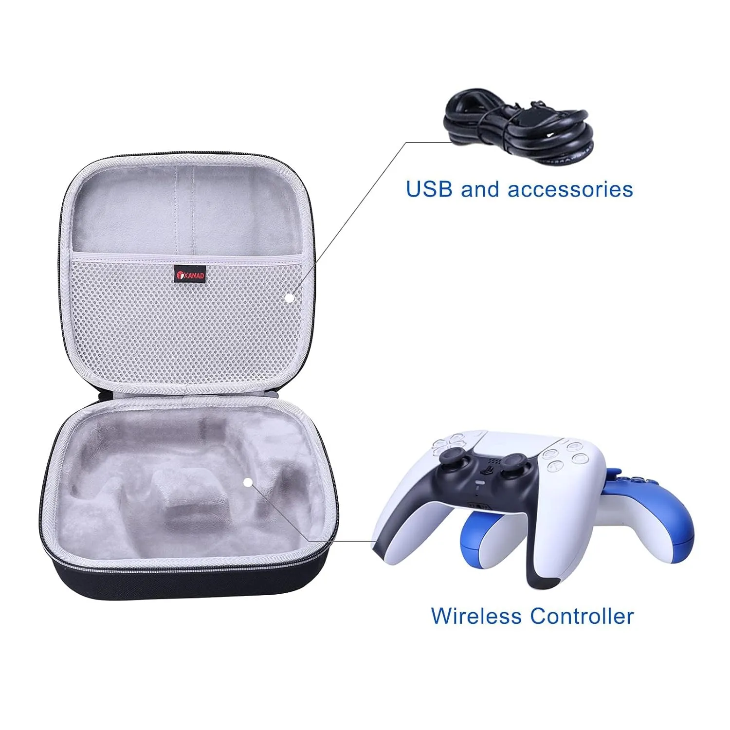 XANAD 2-in-1 Controller Case for Xbox/Playstation/Nintendo Switch/PowerA/ELISWEEN/GameSir/Diswoe/TIANHOO Wireless Controller - Hard Travel Protective Carrying Storage Bag