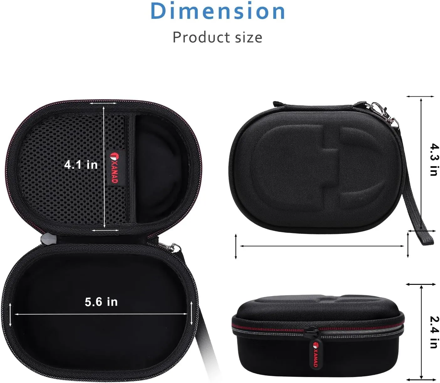 XANAD Hard Case Compatible with JBL Clip 5/Clip 4/Clip 4 Eco or Soundcore Select 4 Go Portable Speaker(Black)