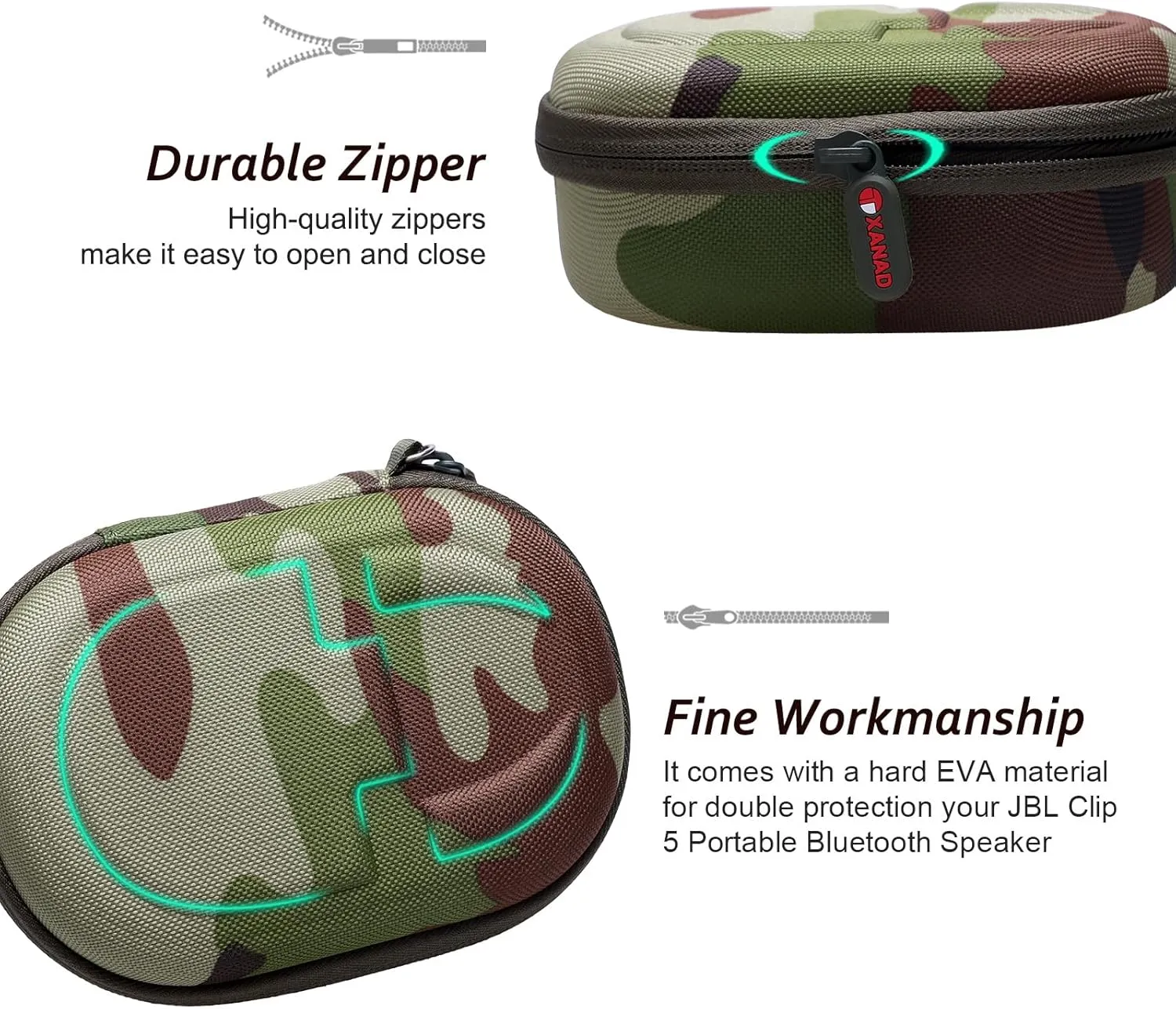 XANAD Hard Case Compatible with JBL Clip 5/Clip 4/Clip 4 Eco or Soundcore Select 4 Go Portable Speaker(Squad)