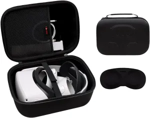 XANAD VR Case Compatible with Oculus Meta Quest 3/Quest 2/Vision Pro Official Original/Elite Strap Version VR Headset and Touch Controller Accessories, Suitable for Travel and Home Storage(Black)