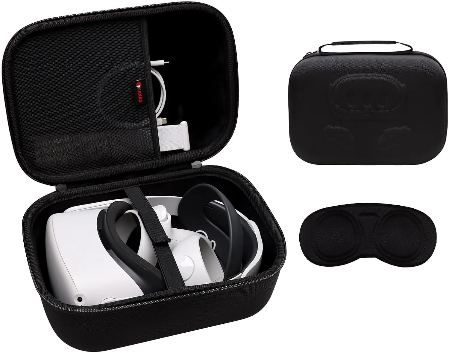 XANAD VR Case Compatible with Oculus Meta Quest 3/Quest 2/Vision Pro Official Original/Elite Strap Version VR Headset and Touch Controller Accessories, Suitable for Travel and Home Storage(Black)