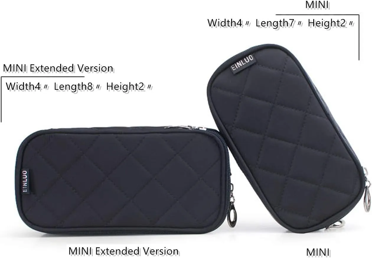 Xicennego travel makeup train makeup bag mini portable cosmetics makeup brush storage bag nylon material waterproof and dustproof (black large)