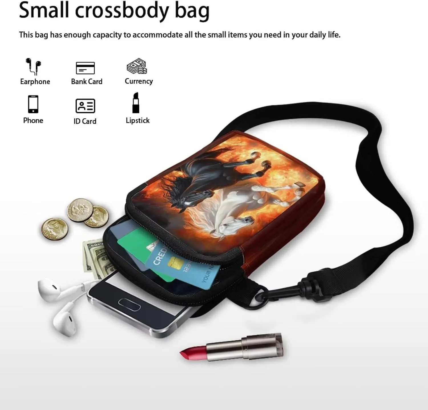 Xpyiqun Crossbody Phone Bag for Purse for Women Canvas Small Sling Shoulder Handbag Cross Body Pouch